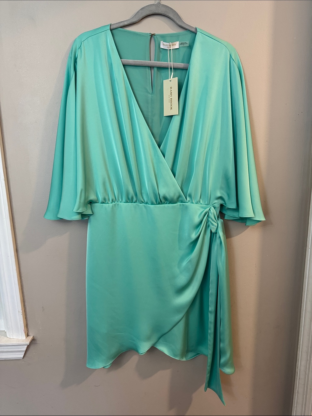 Nwt Ramy Brook Alexis Wrap Mini Dress Turquoise V-Neck Size 12